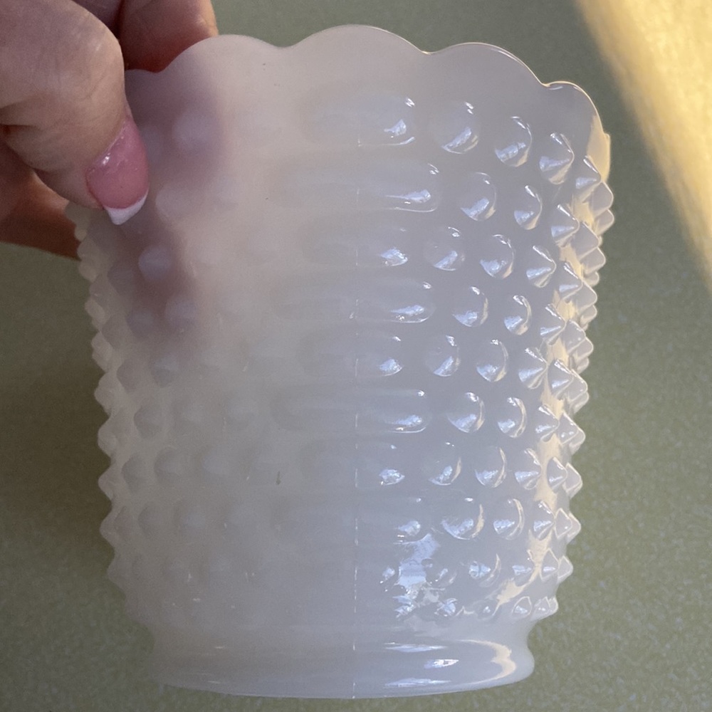 Vintage Fire king oven ware small milk glass hobnail dish A12 - Picture 7 of 12